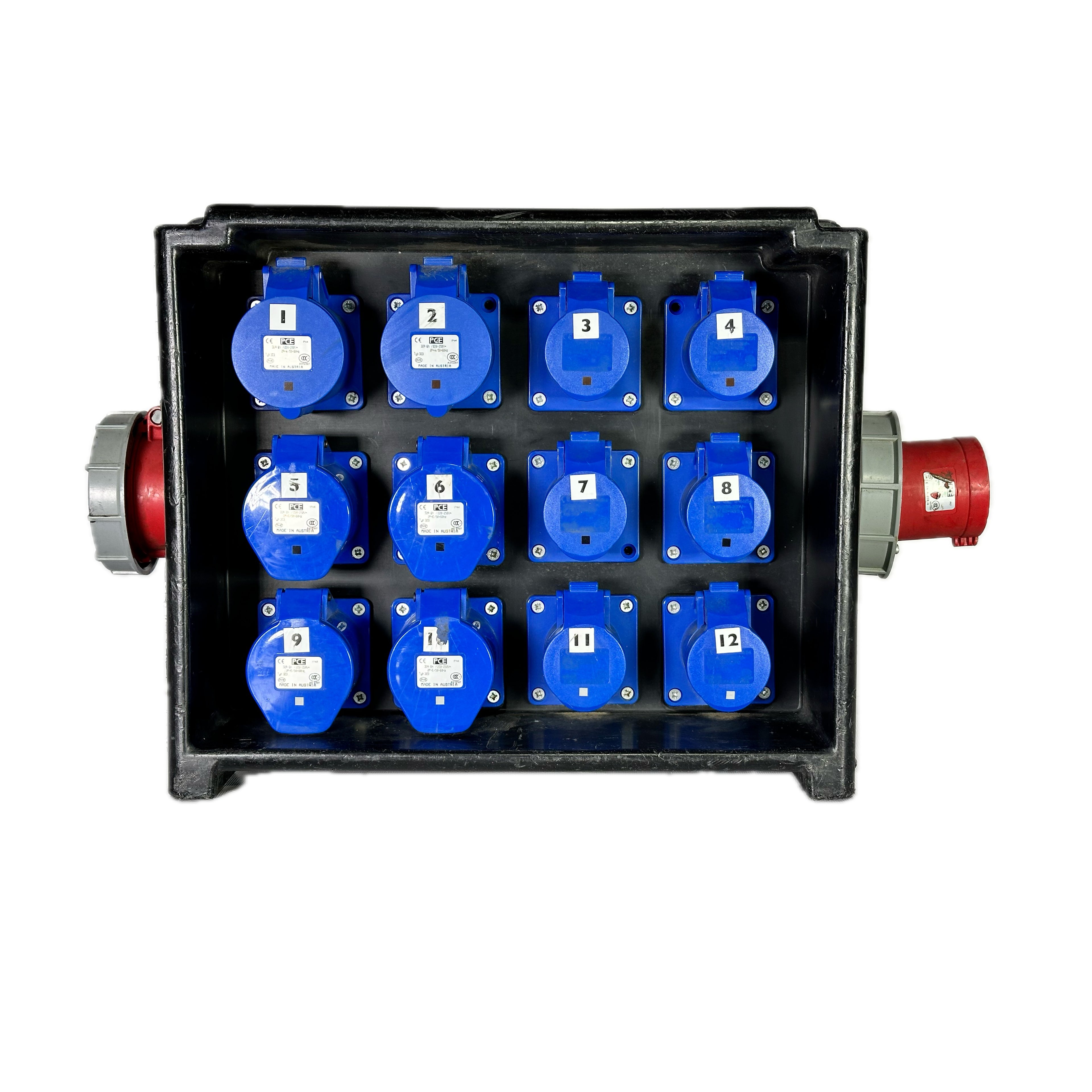 1x 63A/3ph | 1x 63A/3ph, 6x 32A/1ph, 6x 16A/1ph| Distro Box