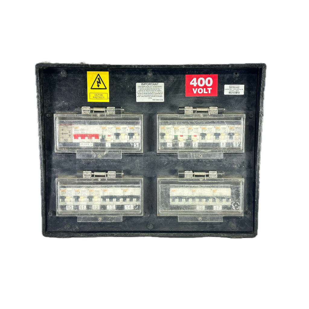 1x 125A/3ph | 2x 63A/3ph, 3x 32A/3ph, 6x 32A/1ph, 6x 16A/1ph | Distro Box