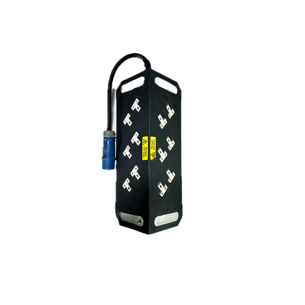 1x 16A/1ph | 1x 16A/1ph, 12x 13A | Distro Box